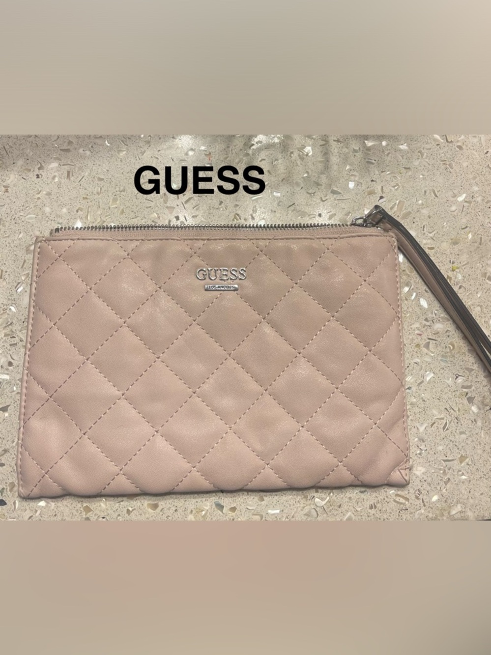 GUESS Quilted  Wristlet in Blush